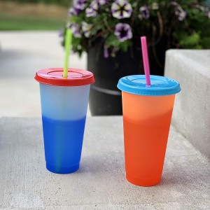 New Product ideas 2020 Amazon Reusable plastic color changing cups 700ml/24 oz magic cold color changing mugs