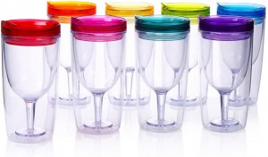factory Outlets for Recycled Pint Glasses - 10oz BPA Free Portable Wine Glass,double wall wine cup with drink-through lid, Double Wall Insulated plastic Wine Glass Tumbler – Charmlite
