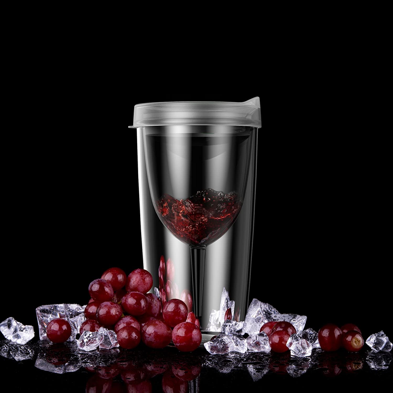 Wholesale Price China Personalized Disposable Plastic Cups - Amazon best seller 10oz plastic wine glass transparent wine tumblers double wall insulated wine cups with lid – Charmlite