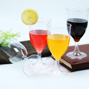 7oz manufacturer wholesale disposable cup PS glasses one piece plastic wine glass Goblet for party
