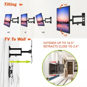 Wholesale ODM Cold Rolled Steel Full Motion Mount Flat Panel TV Wall Mount with 25kg (55lbs) Rated Load