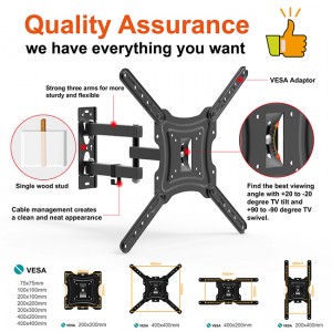 2019 High quality to Columbia Nb 757-L400 Strong 6 Arm 32-70″ LCD TV Mount Bracket Wall with 100lbs Swing Arms Restractable Articulating Tilt Angle+3° /-5°