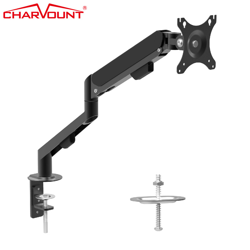 Factory making Wholesale OEM ODM Height Adjustable Premium Single Aluminum Computer Desk Mount Spring-Assisted Monitor Stand Arm with USB Ports