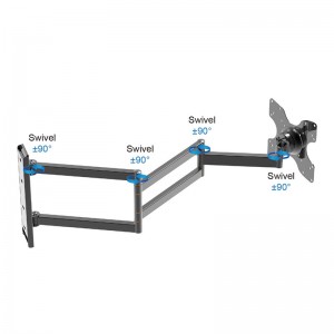 Wholesale OEM/ODM to Vietnam Nb P4 Strong 3 Arm 32-55″ Vesa LCD TV Mount Bracket Wall with Plastic Cover Swing Arms Restractable Articulating Rotate 90 ° Left and Right