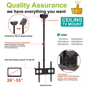 2019 China New Design New Arrival Foldable Motorized Adjustable TV Ceiling Mount