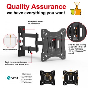 Wholesale Price China Factory Manufacture Universal Swivel Heavy Duty Tilting Full Motion TV Mounting Wall Bracket Mount for 22″-90″ LED LCD Tvs