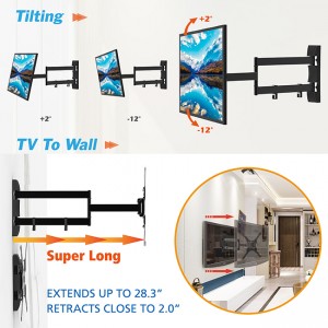 ODM Factory Black TV Wall Mount Tilt Stands 26″-55″ Inch Hanging Bracket Vesa 400*400 TV Support