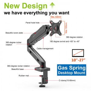 Fully Adjustable Gas Spring Single Monitor Mount