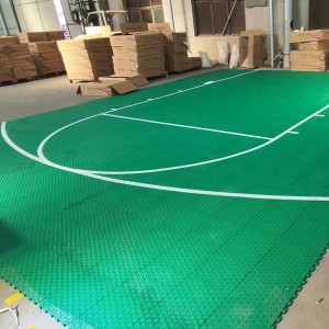 کفپوش زمین بازی در فضای باز کاشی های ورزشی کاشی های پلاستیکی زمین بسکتبال کف تهویه شده به صورت مشبک-لوک