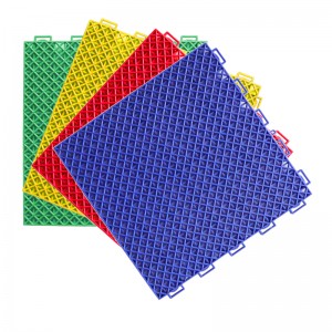 [K10-17] PP Interlocking Floor Tile For Sports Court Kindergarten-Double-Layer&Double-Buckle Star Grid