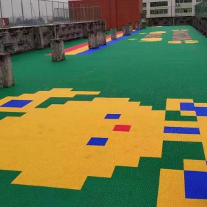 [K10-16] PP Interlocking Floor Tile For Sports Court Kindergarten-Diamond Grid