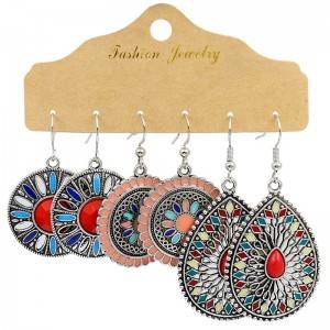 Gypsy Colorful Earrings Set For Women Geometric Hook Earring Jewelry Hypoallergenic