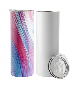20oz Stainless Steel Straight Sublimation Tumbler with Straw & Lid