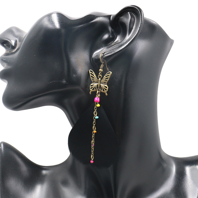 Personalized colorful dream catcher feather Butterfly Earrings women Bohemian handmade jewelry E205