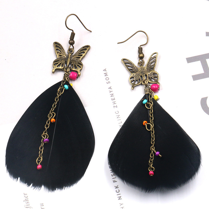 Personalized colorful dream catcher feather Butterfly Earrings women Bohemian handmade jewelry E205