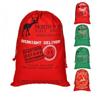 Promotion In Stock Green Red Sack Christmas Canvas Bag Burlap Santa Sack