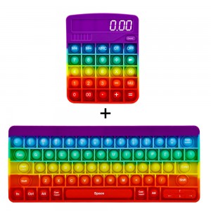 Rainbow Math Kids Educational Toy Fidget Relief Stress Silicon Bubble Keyboard Push Sensory Toy