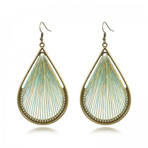 Peruvian inspiration thread earrings  yellow blue thread earrings  woven earrings native american earrings E127
