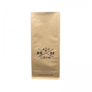 Customized 100% Compostable Biodegradable Kraft Paper Bag Flat Bottom Pouch for Dried Food