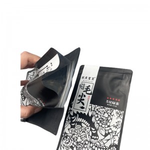 Hot Stamp Flat Bottom Pouch 16oz Eco Friendly Tea Pouch Packaging