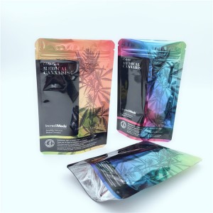 Custom 3.5g Rainbow Plastic Holographic Myra bag for food storage