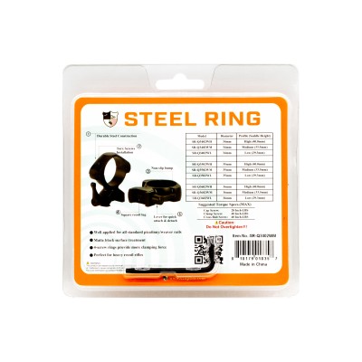 34mm Medium,Steel Ring with tactical nut ( picatinny/weaver)  ,SR-Q3402WM