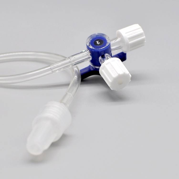 Medical disposable three way stopcock with extension tube plastic 3 way valve