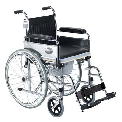 Manual Hot-Sale Folding Steel Commode Wheelchair 