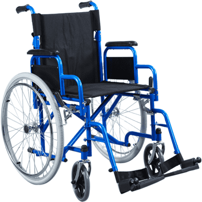 Detachable Armrest And Footrest Blue PaintedFrame Steel Wheelchair 