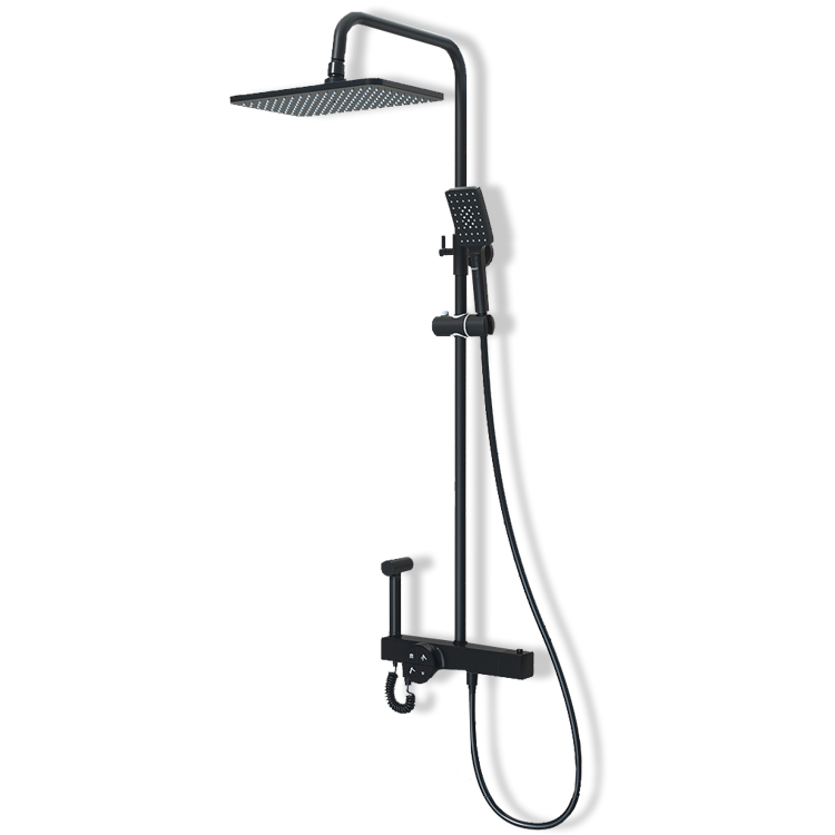 Black Stainless Steel Wall Bathroom Shower Faucet Set Featured Image