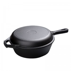  Overmont Cast Iron Dutch Oven with dual use Skillet