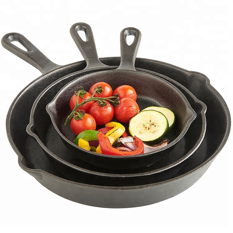 Kitchen Pre-Seasoned Cast Iron Skillet Set 3-Piece – 6 Inch, 8 Inch and 10 Inch