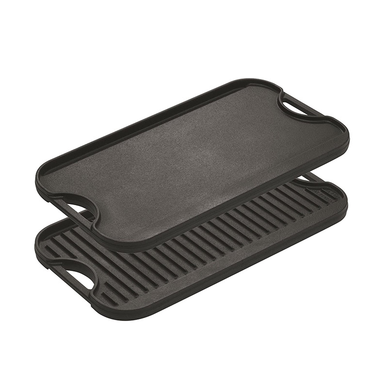 Lodge Pre-Seasoned Cast Iron Reversible Grill/Griddle With Handles, 20 Inch x 10.5 Inch – One tray
