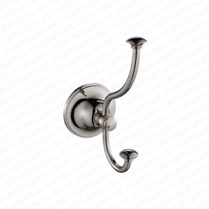 55200-Bathroom Accessories Zinc+stainless steel Hanging Double Hook Bathroom Towel Robe Hook Chrome