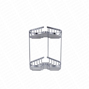 60077-High quality retail small moq bathroom accessories shelves tir-angle netlike corner basket Brass/Chrome