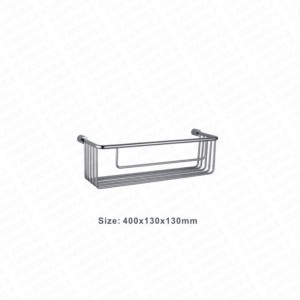 BK3518-High quality SS+Brass/Chrome retail small moq bathroom accessories shelves tir-angle netlike corner basket