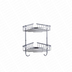 BK3519-2-Luxury Brass+ Stainless Steel/Chrome Shower Basket Rustproof Mirror Shining Bathroom Kitchen Rectangle Commodity Shelf Rack Organizer