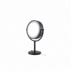 MM1132-Gold Double Sides Vanity Led Lighted Tabletop Metal Portable Magnifying Makeup Mirror