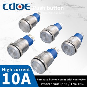 RGB momentary push button 22mm one normally open and one normally close ring led switches