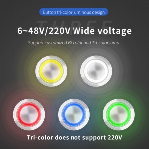 High Quality 22mm Black Oxide push Button switch Ring LED RGB Tri-Color with 10Amp