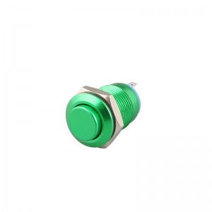 12mm Switch high head Aluminum alloy plating green color push button for control small devices