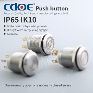 Manufacturer China flat Momentary or Flat Maintained Metal Push Buttons Switch
