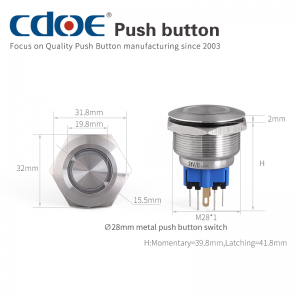 28mm Metal Button Stainless Steel Control Panel Switch For Start Equipment