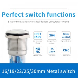 Super Purchasing China IP67 24v Waterproof Self Lock 5V White LED Lighted 19mm Push Switch Button