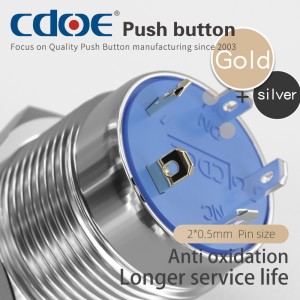 ODM Factory China Metal Waterproof Pin Terminal Latching 16mm Dome Head Switch Small Push Button