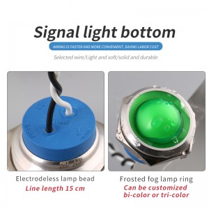 Stainless Steel Green Led Illumination 25mm Signal Lamp With Wire