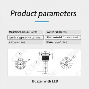 High Quality Audible Alarm 220v metal buzzer with 22mm mounting