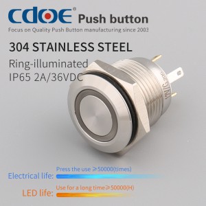 ODM Supplier stainless steel DC 12V Blue LED Door Release Push Button Switch
