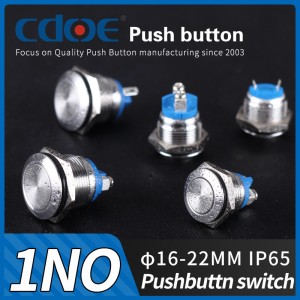 16mm push button switch flat head 2pins waterproof ip65 one normally open for Guitar