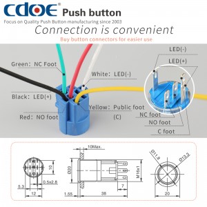 16mm Pushbutton plastic 1no1nc switch power custom symbol